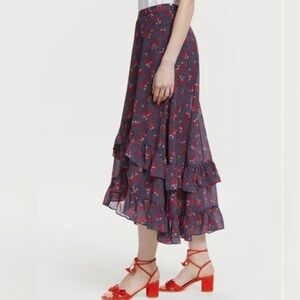 Boden Coraline Navy and Red Ditsy Floral and Polka Dot Skirt